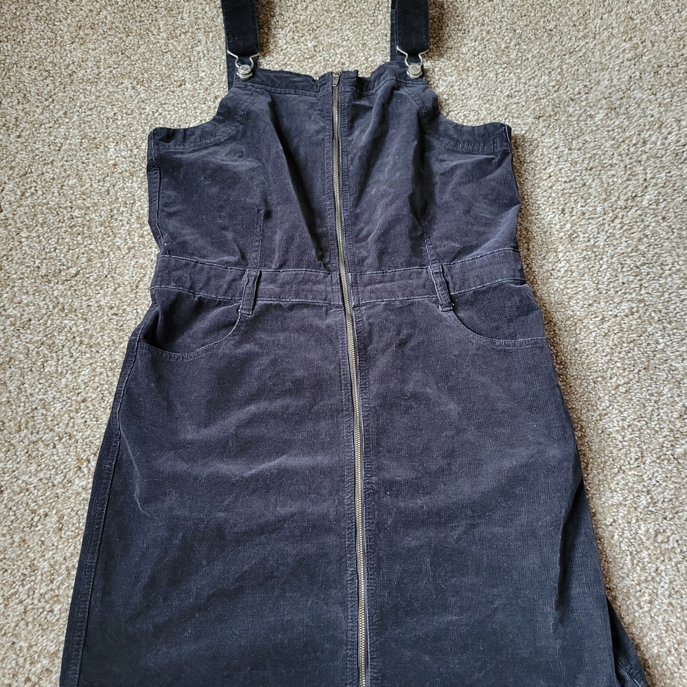 American Eagle Outfitters Black Ribbed Mini Denim Plus Size Dress Size 16 - Picture 4 of 14